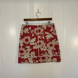 Anne Taylor Loft skirt, A-line, size 12P, red, floral